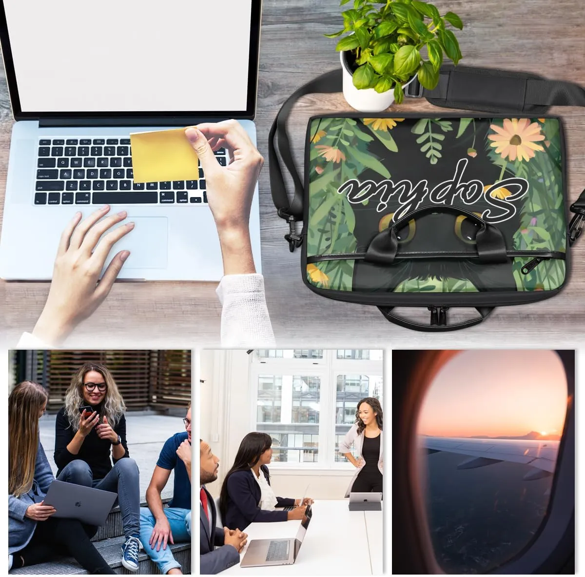 TropicalLife Personalized Laptop Bag 15 Inch Custom Sleeve Case with Handle Shoulder Strap Computer Messenger Bag