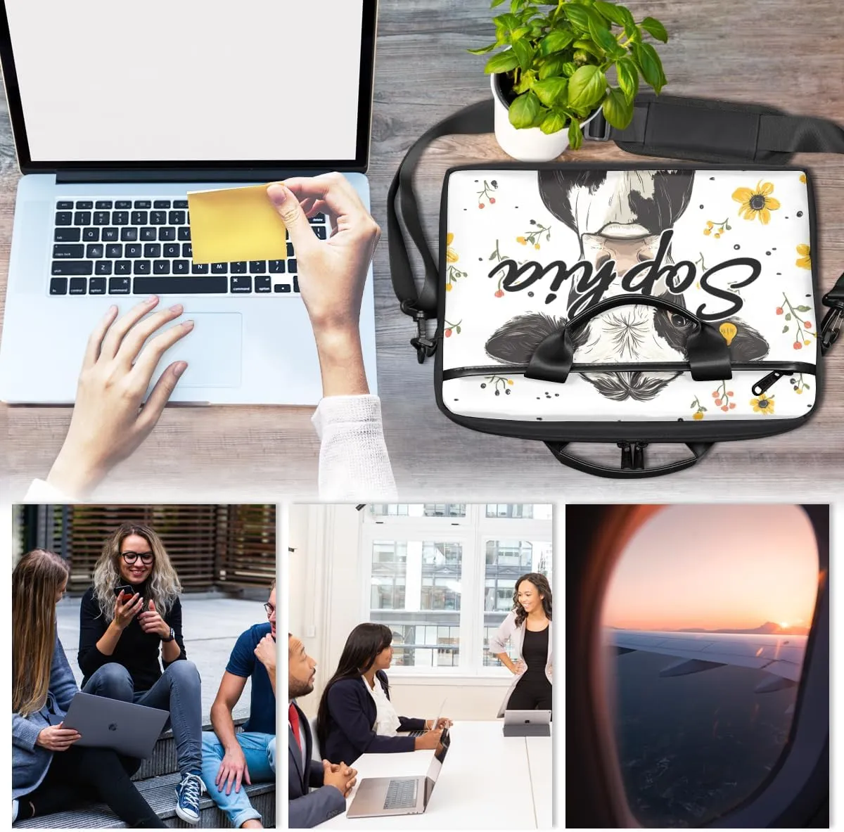 TropicalLife Personalized Laptop Bag 15 Inch Custom Sleeve Case with Handle Shoulder Strap Computer Messenger Bag