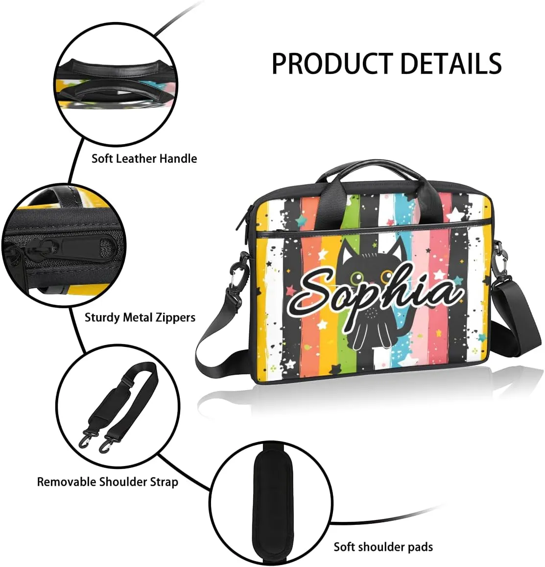 TropicalLife Personalized Laptop Bag 15 Inch Custom Sleeve Case with Handle Shoulder Strap Computer Messenger Bag