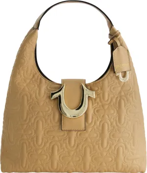 True Religion Women's Shoulder Bag Purse, Medium Quilted Hobo Handbag with Horseshoe Logo