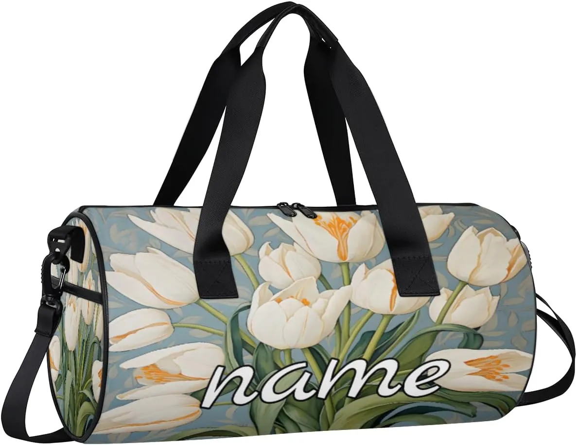 Tulip Floral Custom Duffel Bags Weekender Bags Custom Sport Duffel Bag Carry on Overnight Weekender Bag