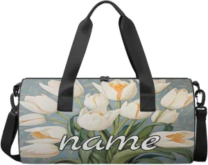 Tulip Floral Custom Duffel Bags Weekender Bags Custom Sport Duffel Bag Carry on Overnight Weekender Bag