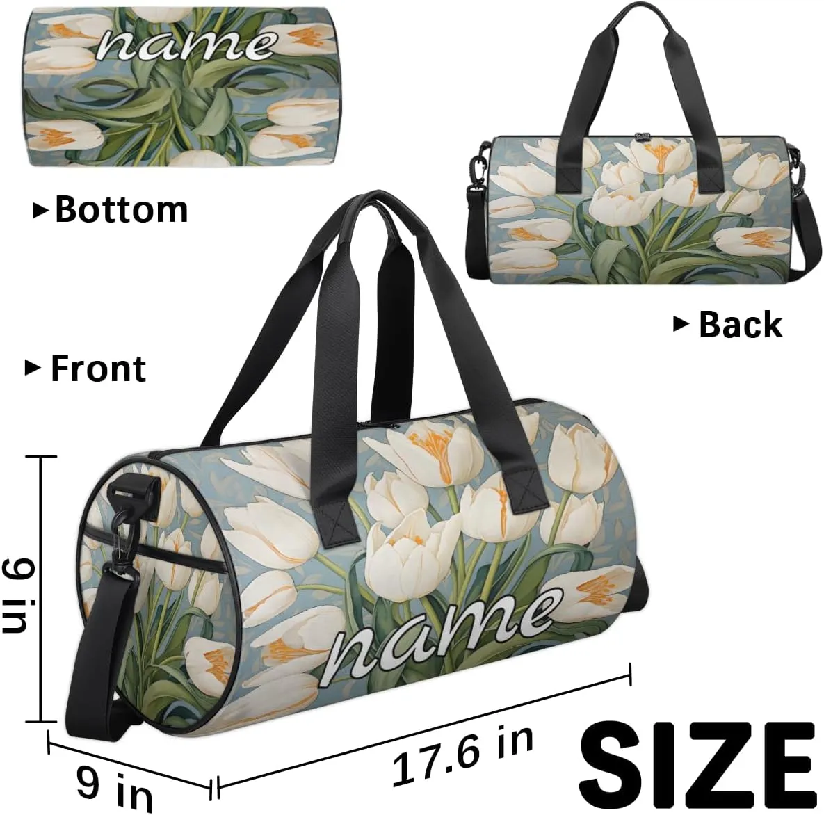 Tulip Floral Custom Duffel Bags Weekender Bags Custom Sport Duffel Bag Carry on Overnight Weekender Bag