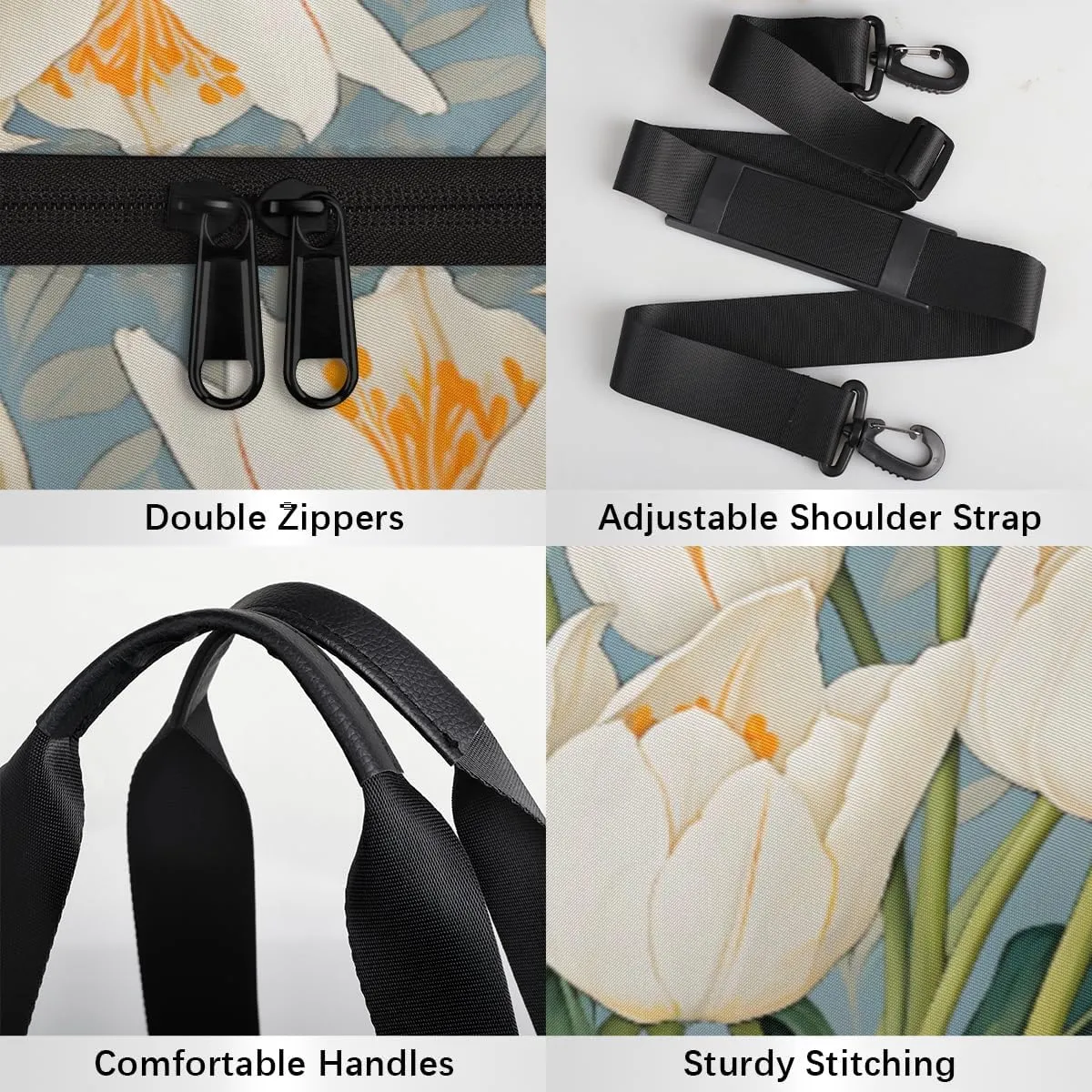 Tulip Floral Custom Duffel Bags Weekender Bags Custom Sport Duffel Bag Carry on Overnight Weekender Bag