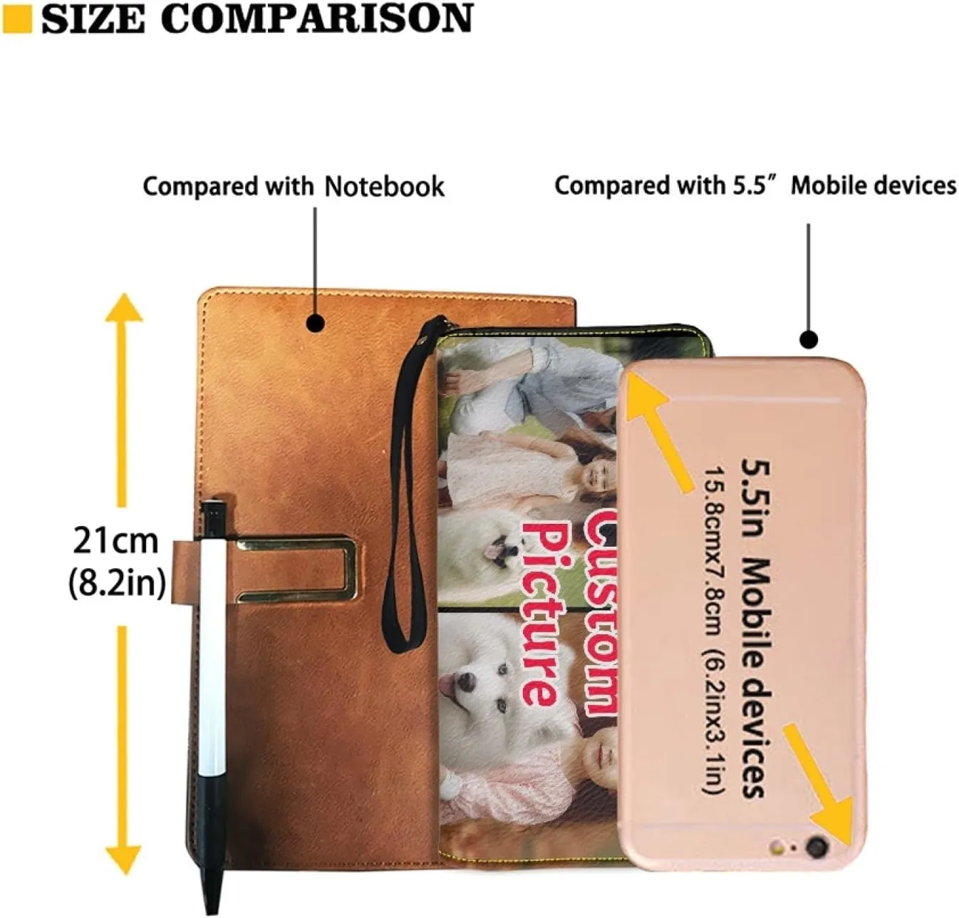 Tuoxiukan Custom Wristlet Wallet for Purse Women Personalized Clutch Picture Name Logo Purse PU Leather Zipper Long Wallet Mens Slim Phone Bag Cash ID Card Organizer Clutch Pouch Unique Gifts