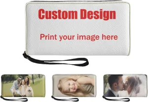 Tuoxiukan Custom Wristlet Wallet for Purse Women Personalized Clutch Picture Name Logo Purse PU Leather Zipper Long Wallet Mens Slim Phone Bag Cash ID Card Organizer Clutch Pouch Unique Gifts