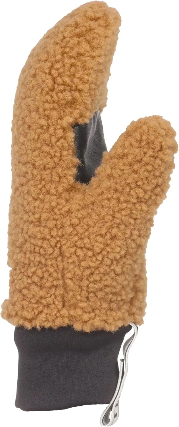 UGG Women's UGGFluff Logo Tape Mittens - Soft Polyester Body, Leather Palm Patch