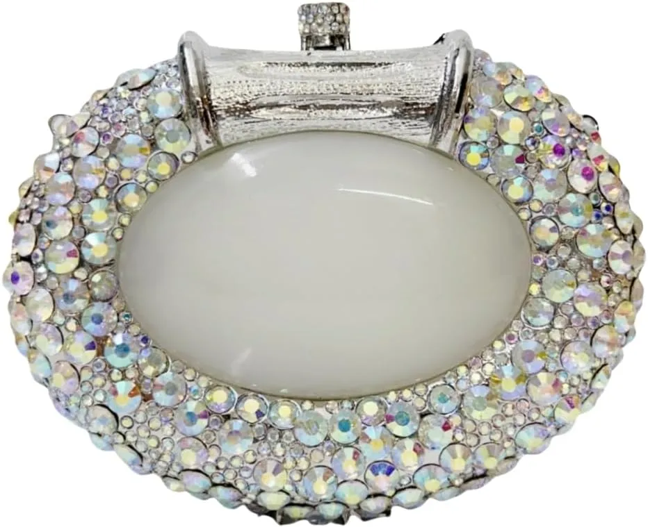 UMREN Women Crystal Oval Shell Evening Purse Bags Luxury Rhinestone Clutch Unique Gems Handbag Bridal Wedding Shoulder Bag