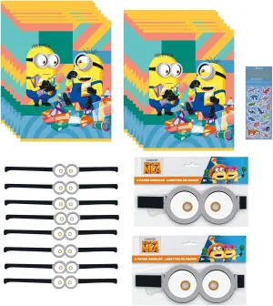Unique Despicable Me Birthday Party Supplies Favor Bundle Pack includes 16 Loot Bags, 16 Paper Goggles, 1 Dinosaur Sticker Sheet
