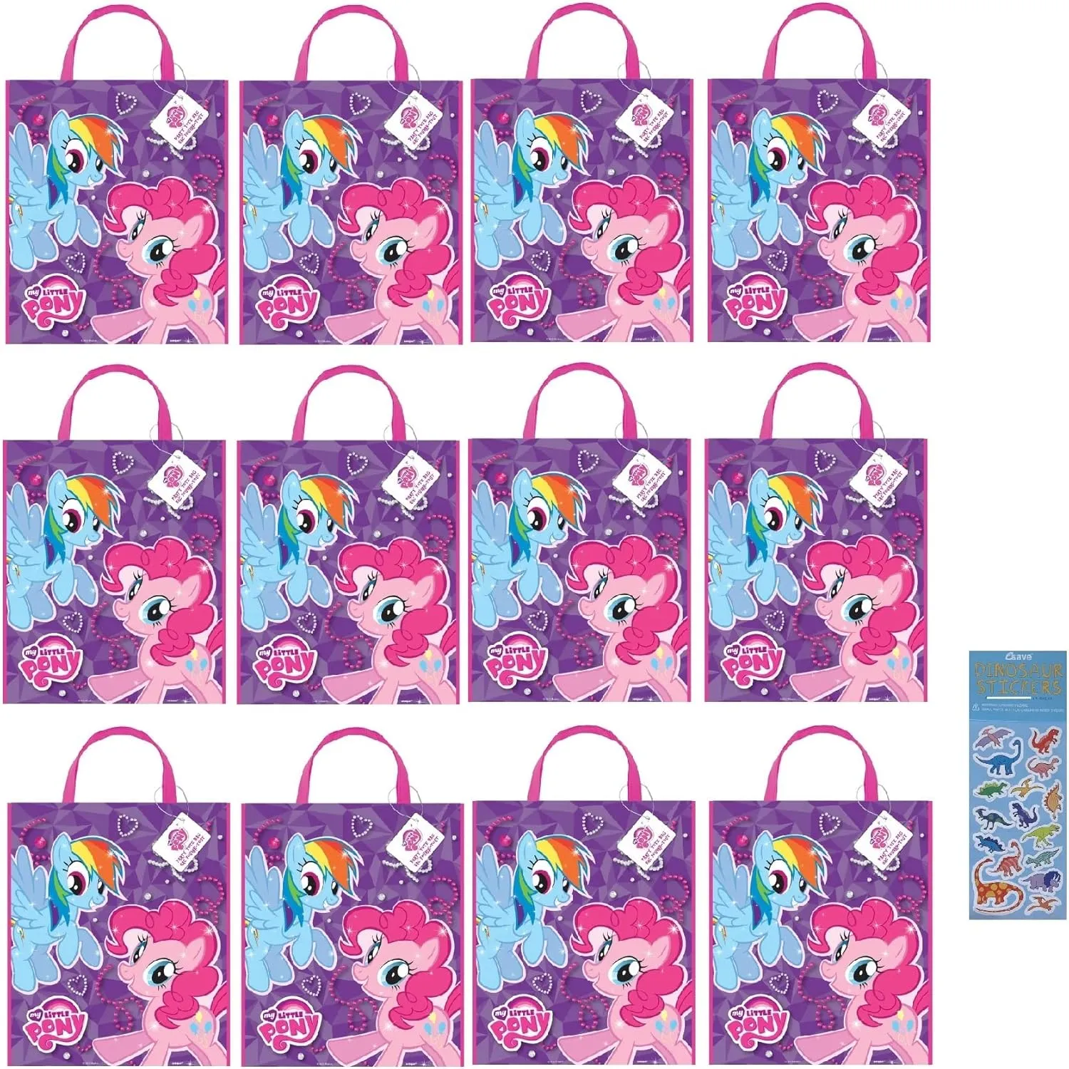 Unique My Little Pony Party Supplies Favors Bundle Pack includes 12 Plastic Favor Tote Bags