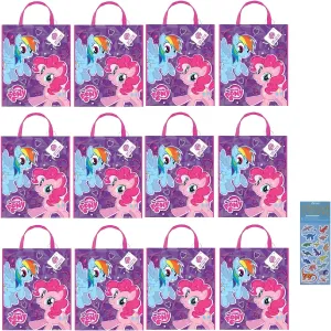 Unique My Little Pony Party Supplies Favors Bundle Pack includes 12 Plastic Favor Tote Bags