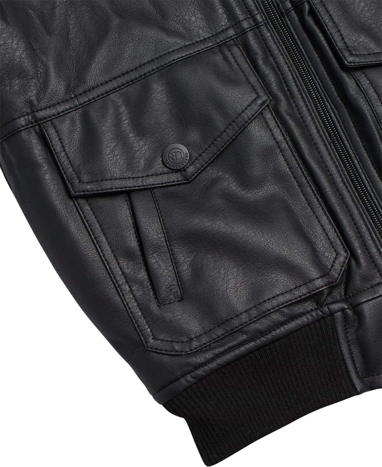 URBAN REPUBLIC Boys' Faux Leather Jacket - Aviator Bomber Outerwear Coat with Sherpa Collar and Chest Pocket (Sizes: 8-20)