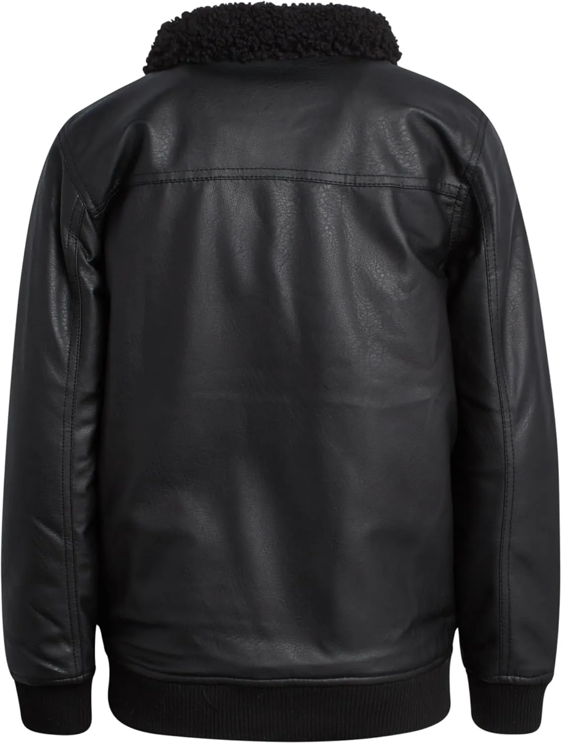 URBAN REPUBLIC Boys' Faux Leather Jacket - Aviator Bomber Outerwear Coat with Sherpa Collar and Chest Pocket (Sizes: 8-20)