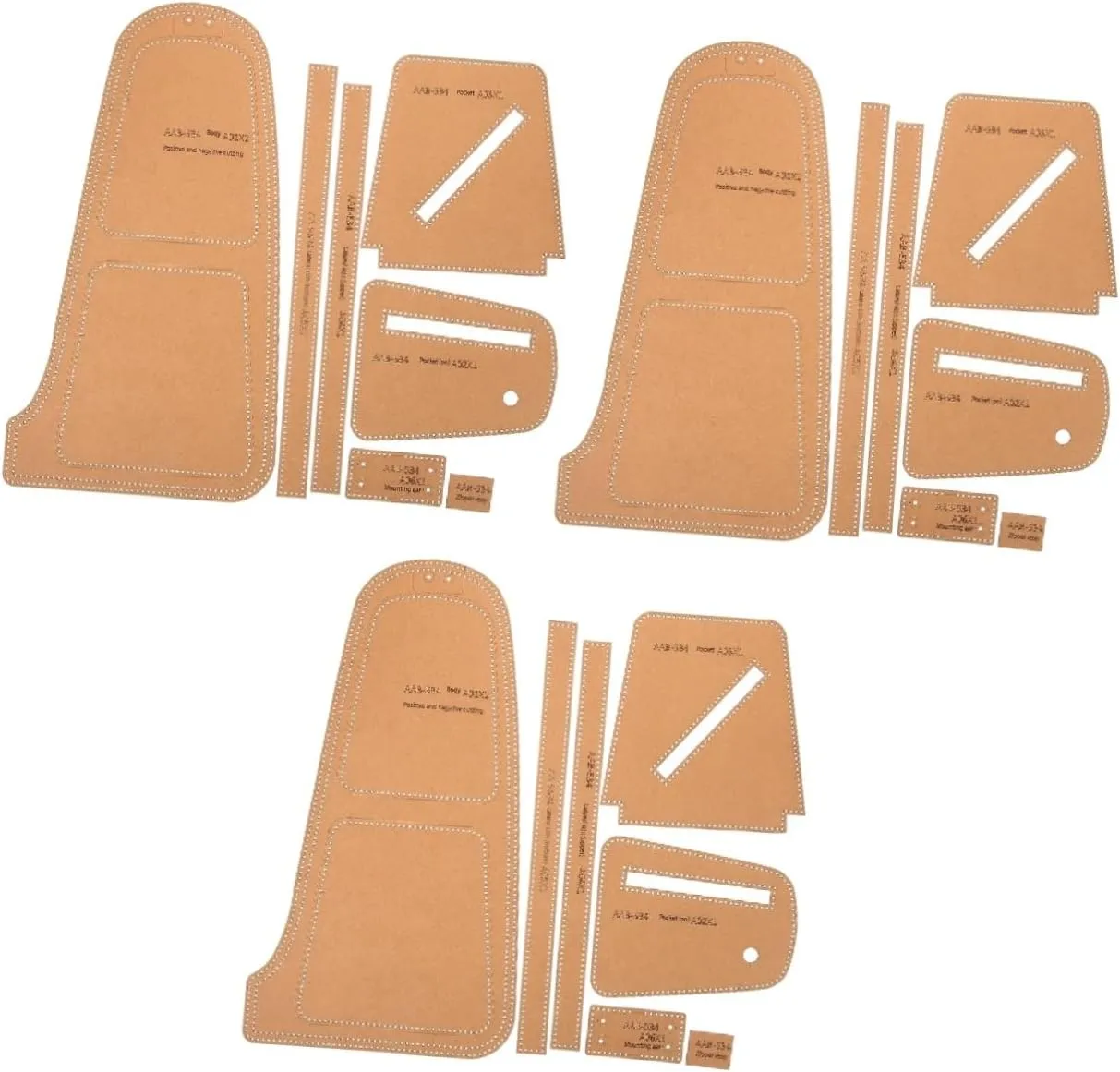 Veemoon 3 Sets DIY Leather Crafting Bag Templates for Men's Chest Bag Production