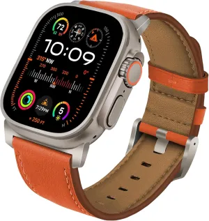 VeveXiao Rugged Leather Band Compatible with Apple Watch Ultra 2/1 Band 49mm 46mm 45mm 44mm, 26mm Wide Robust Genuine Leather Replacement Band for iWatch Series10 9 SE 8 7 6 5 4 Men Strap