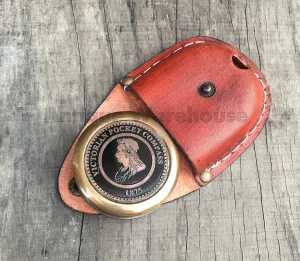 Victorian Pocket Compass 1875 Solid Brass Poem Compass Handmade Camping & Hiking Compass with Leather Case Gift for Wife, Father,Birthday, Christmas, Halloween, New Year
