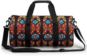 Vintage Church Glass Novelty Large Duffel Bag Lightweight Gym Bag Travel Tote Bags