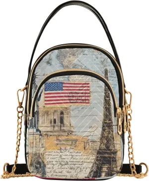 Vintage Maps Landmarks Crossbody Purse for Women Travel Handbag Small Shoulder Bag