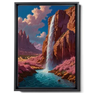 Vintage Midcentury Modern Retro Pink Landscape Painting, Nature Art, Desert Watercolor Print, Arizona SunPainting, Desertscape Art Print, Mountain Wall Art, Wall Decor, Decor