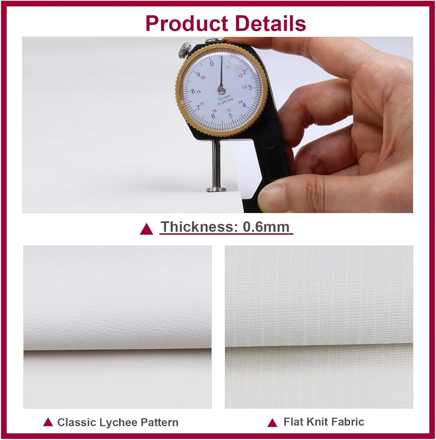 Vinyl Marine Leather Fabric Waterproof Material 55" W×72" L Upholstery Faux Leather Sheets 0.6mm Thick Anti-UV Non-Peeling for Repairing Sofa Car Boat Vinyl Material, White
