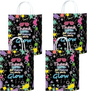 W WINTMING 16 Pcs Glow Party Bags Neon Gift Bags Glow in The Dark Favor Bag Thank You Paper Bag Colored Party Supplies Gift Wrap for Goodie Candy Treats Birthday Party Decoration (neon)