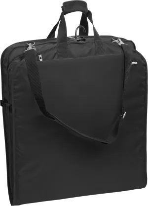 WallyBags® 42" Premium Travel Garment Bag with shoulder strap and two large pockets,Black w/Lining