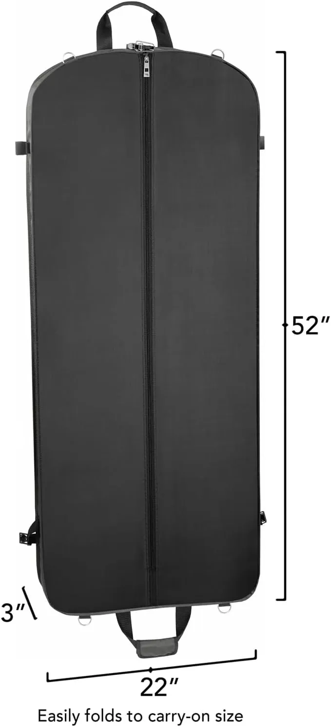 WallyBags Premium Carry On Travel Garment Bag with Shoulder Strap and Pockets for Men & Women, Grey, 52-Inch