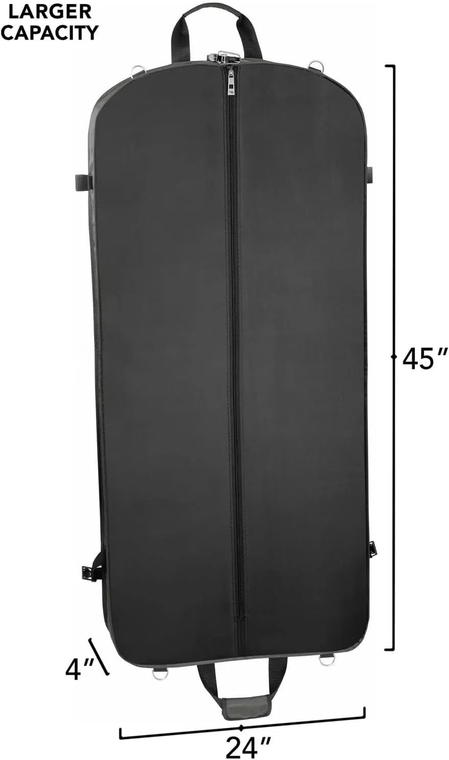 WallyBags Premium Extra Wide Garment Bag with Shoulder Strap and Two Large Pockets, Grey, 45-inch