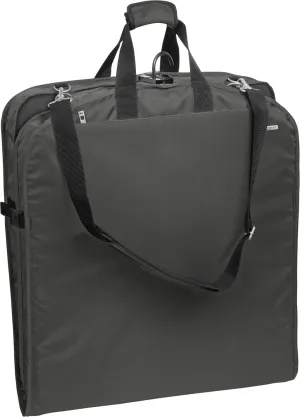WallyBags Premium Extra Wide Garment Bag with Shoulder Strap and Two Large Pockets, Grey, 45-inch