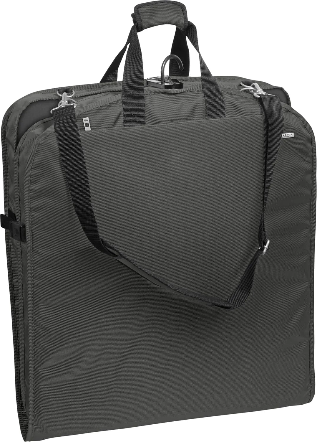 WallyBags Premium Extra Wide Garment Bag with Shoulder Strap and Two Large Pockets, Grey, 45-inch