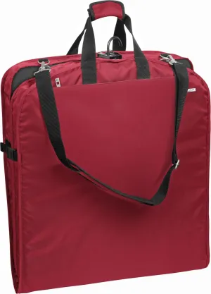 WallyBags Premium Travel Garment Bag with Shoulder Strap and Two Large Pockets, Red, 42-inch