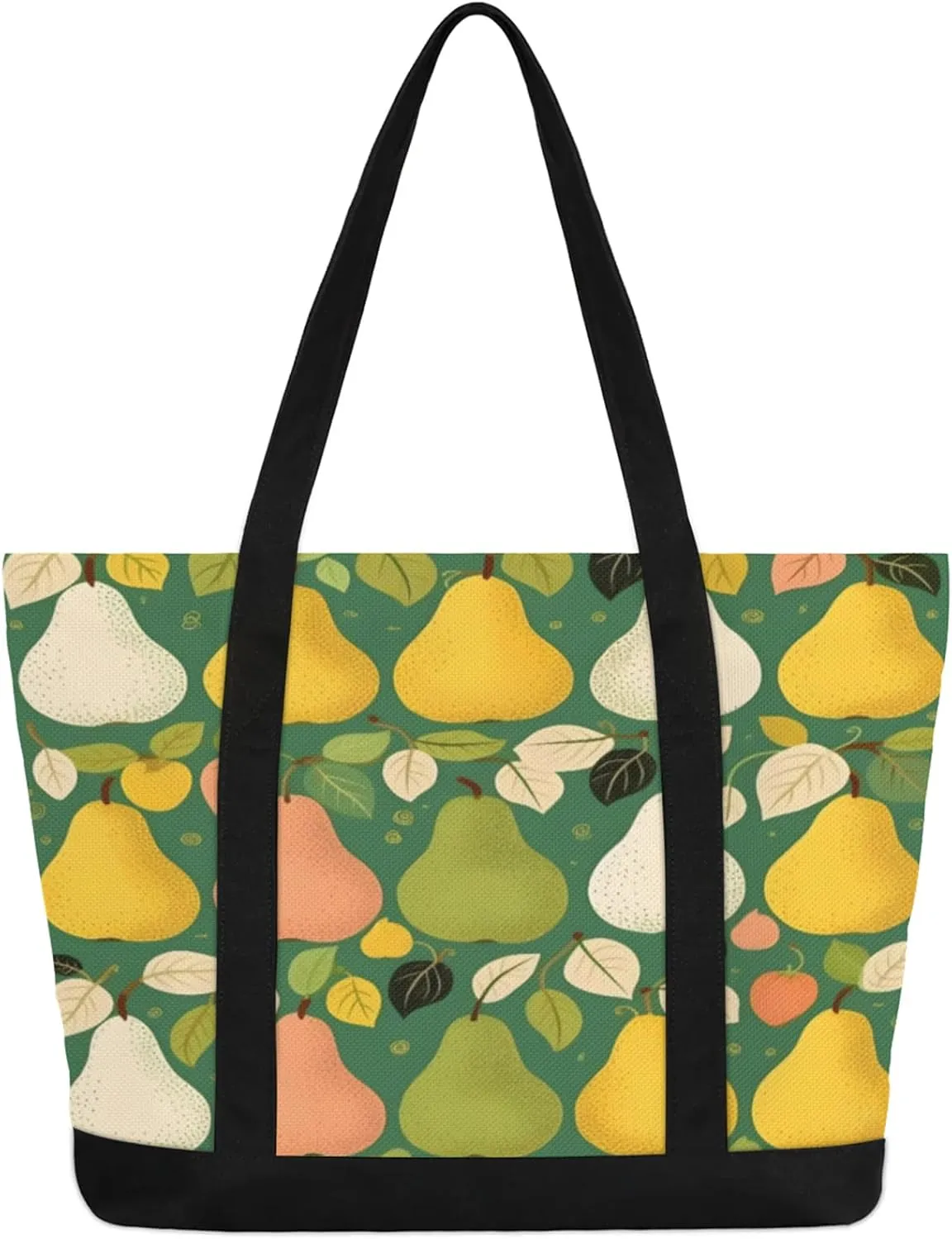 Watercolor Blue Wildflower Canvas Tote Bag Casual Shoulder Handbag Large Shopping Bags With 5 Pocket