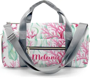 Watercolor Sea Coral Personalized Travel Duffel Bag Custom Waterproof Overnight Bag for Gym Sport Swim Bags Travel Assistant