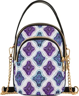 Watercolor Violet Oriental Pattern Design Crossbody Bags Shoulder Bag for Women Stylish Ladies Messenger Bags Cell Phone Purse and Handbags Wallet
