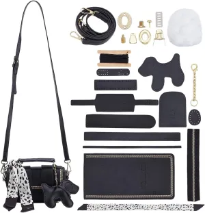 WEBEEDY DIY Leather Crossbody Bag Making Kit Leather Bag Sewing Kit DIY for Women with Sewing Craft Tool and Instruction,Handmade Puese Kit DIY Handbag Accessories for Adults Holiday Day Gift(Black)