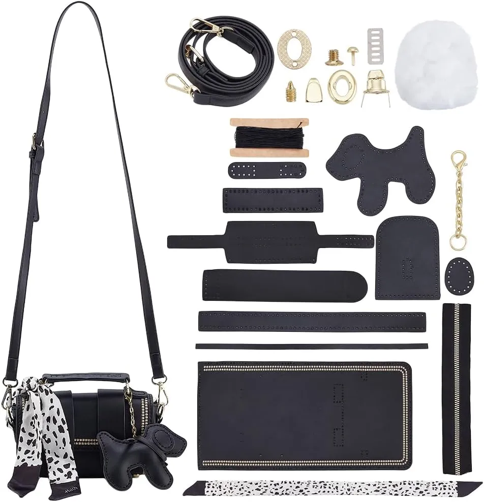 WEBEEDY DIY Leather Crossbody Bag Making Kit Leather Bag Sewing Kit DIY for Women with Sewing Craft Tool and Instruction,Handmade Puese Kit DIY Handbag Accessories for Adults Holiday Day Gift(Black)