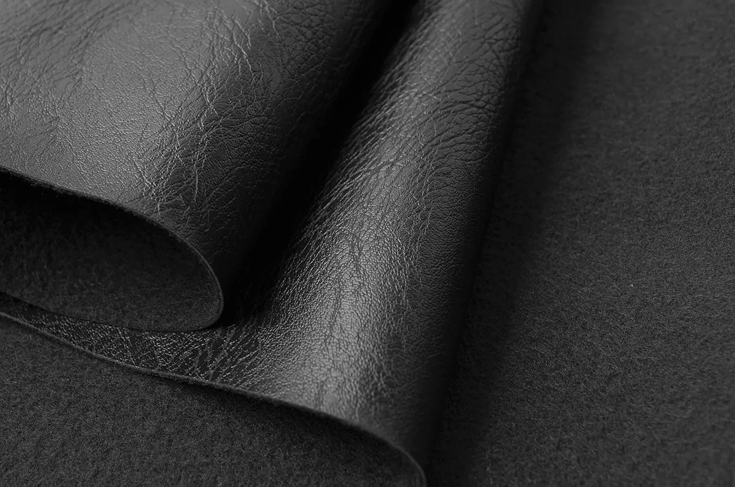 Wento Thick Faux Leather Fabric Soft Skin Grain PU Leather for Furniture Cover Reupholster Sofa Chairs Cushions Vinyl Upholstery (1 Yard, Black)