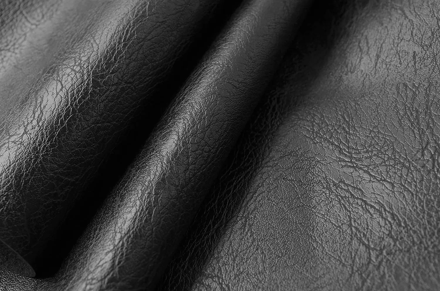 Wento Thick Faux Leather Fabric Soft Skin Grain PU Leather for Furniture Cover Reupholster Sofa Chairs Cushions Vinyl Upholstery (1 Yard, Black)