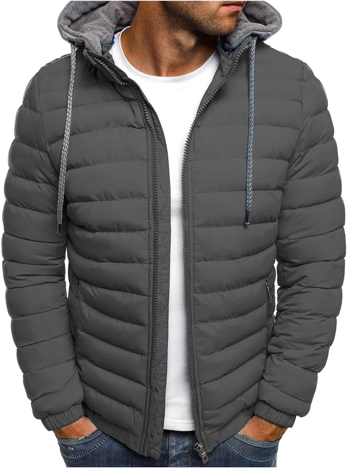 Winter Coats for Men Lightweight Puffer Jacket Zip Up Padded Coat Packable Down Jacket Quilted Insulated Jackets