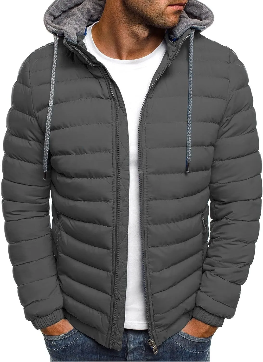 Winter Coats for Men Lightweight Puffer Jacket Zip Up Padded Coat Packable Down Jacket Quilted Insulated Jackets