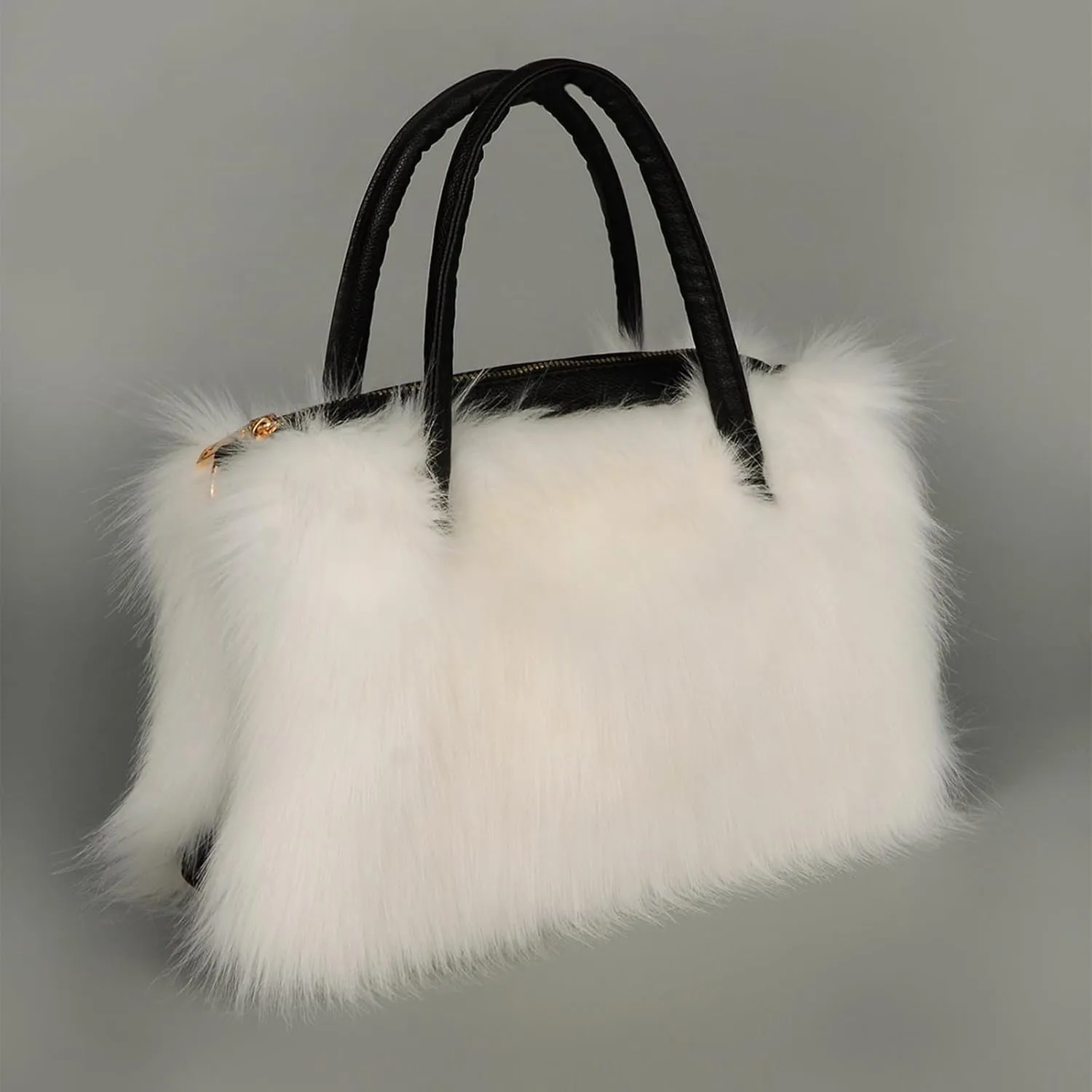Winter Furry Handbag Soft Faux Fur Leather Bag Lightweight Travel Bag Cute Women's Shaggy Purse