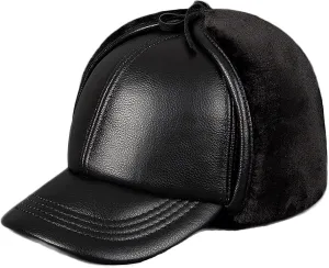 Winter Hats, Hat Unisex Aviator Cap Waterproof Leather Baseball Cap Winter Hat Keep Warm