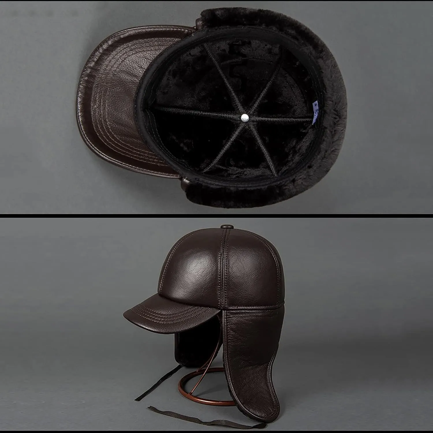 Winter Hats, Hat Unisex Aviator Cap Waterproof Leather Baseball Cap Winter Hat Keep Warm