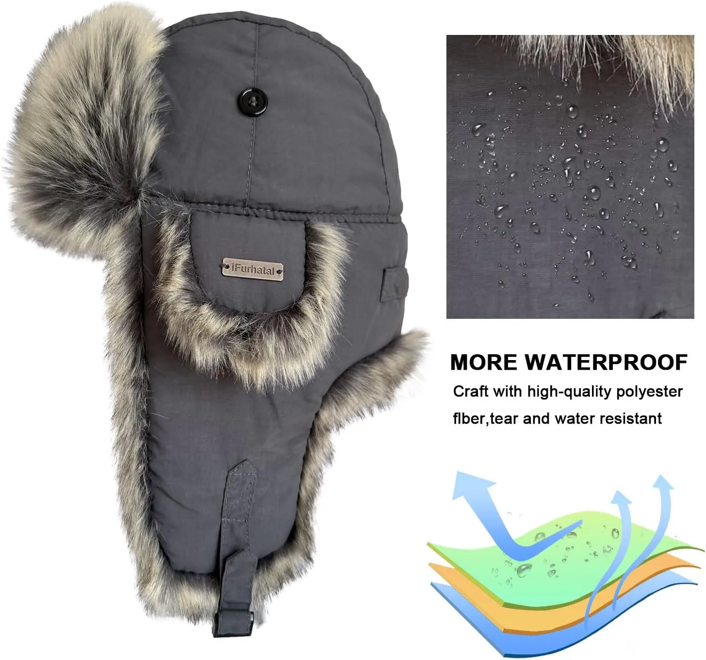 Winter Trapper Hat for Men Women Faux Fur Winter Hat Ushanka Hat Bomber Hat