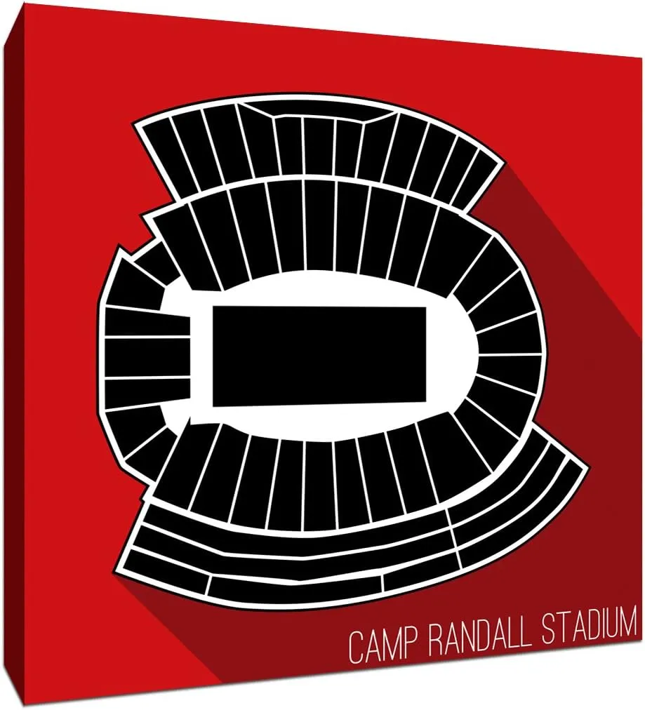 Wisconsin - Camp Randall Stadium - College Football Seating Map - 20x20 Gallery Wrapped Canvas Wall Art