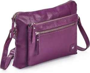 Wise Owl Accessories Small Soft Pebbled Real Leather Crossbody Handbags Purses Sling Crossover Shoulder Bag