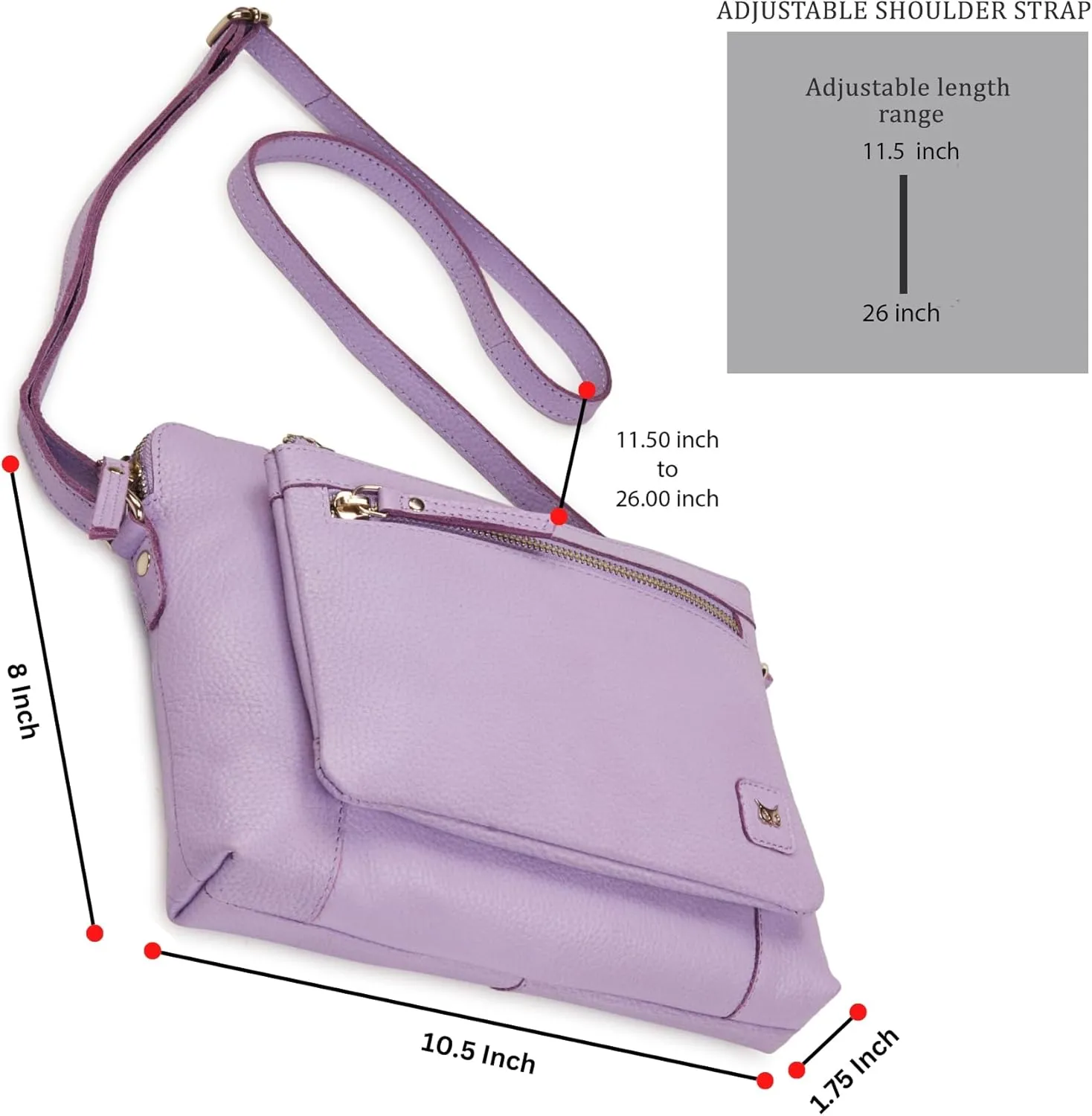 Wise Owl Accessories Small Soft Pebbled Real Leather Crossbody Handbags Purses Sling Crossover Shoulder Bag