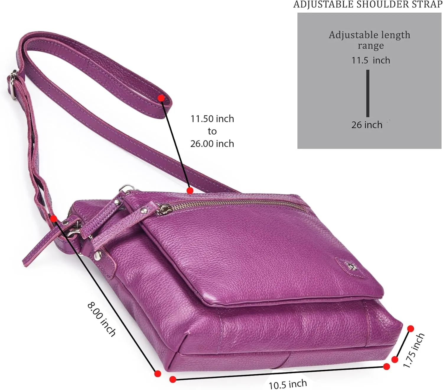 Wise Owl Accessories Small Soft Pebbled Real Leather Crossbody Handbags Purses Sling Crossover Shoulder Bag