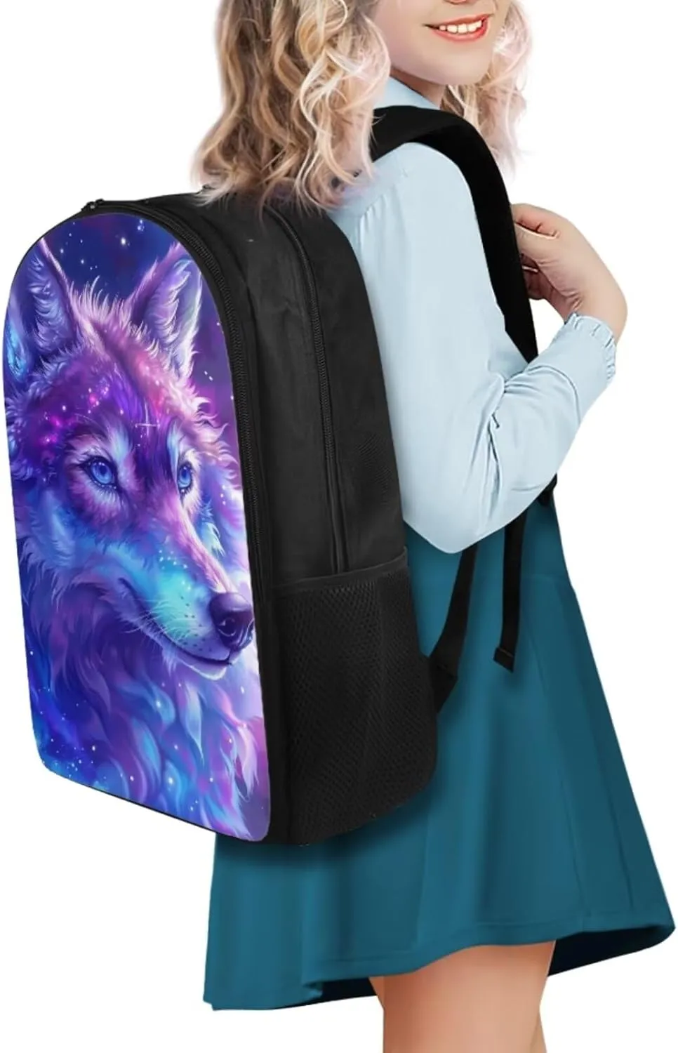 Wolf Print Backpack for School with Lunch Box Pencil Case 8 to 14 Years Old School Lunch Bag for Children Large Capacity Bookbag Set for Elementary Middle Schools
