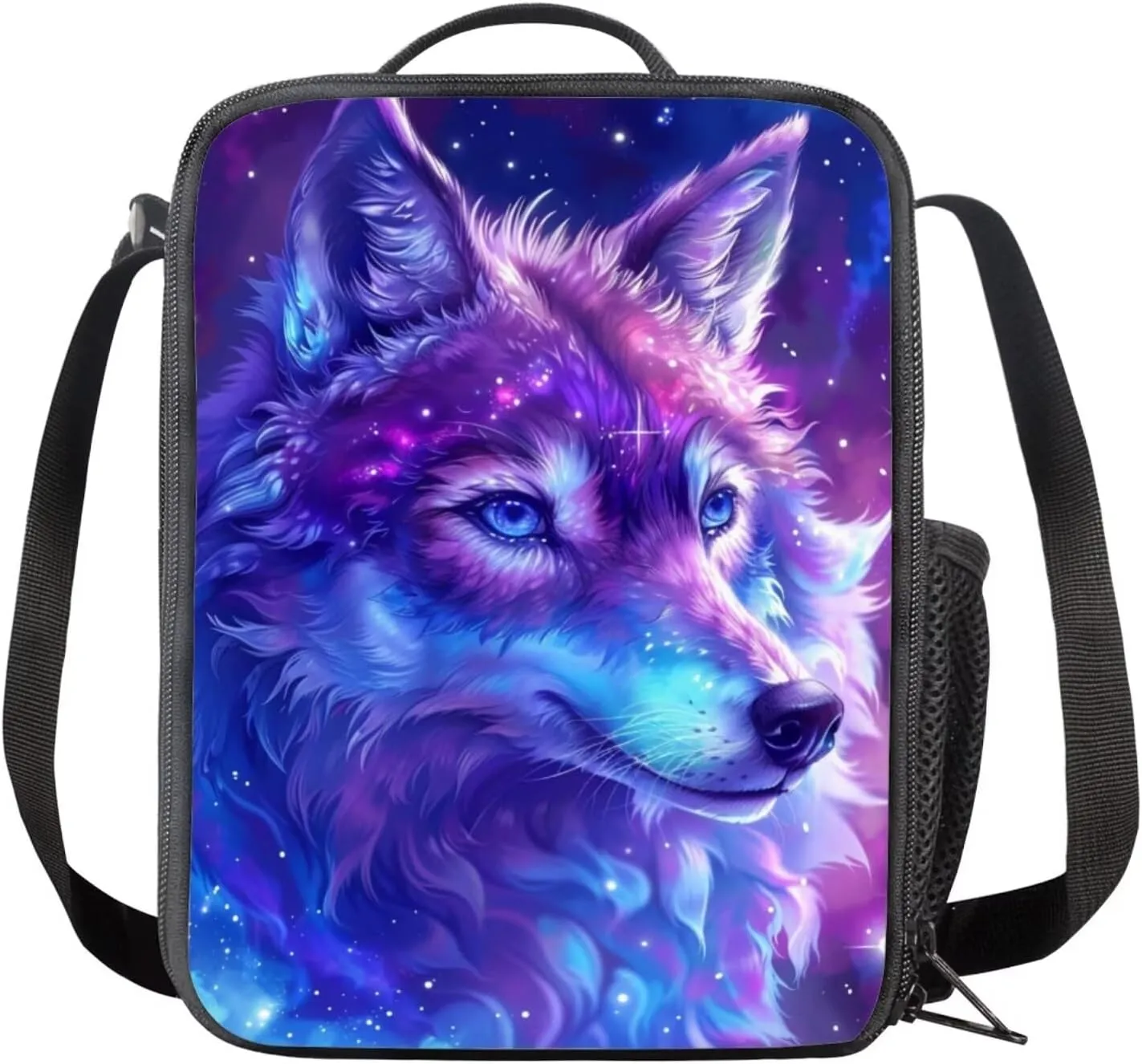 Wolf Print Backpack for School with Lunch Box Pencil Case 8 to 14 Years Old School Lunch Bag for Children Large Capacity Bookbag Set for Elementary Middle Schools